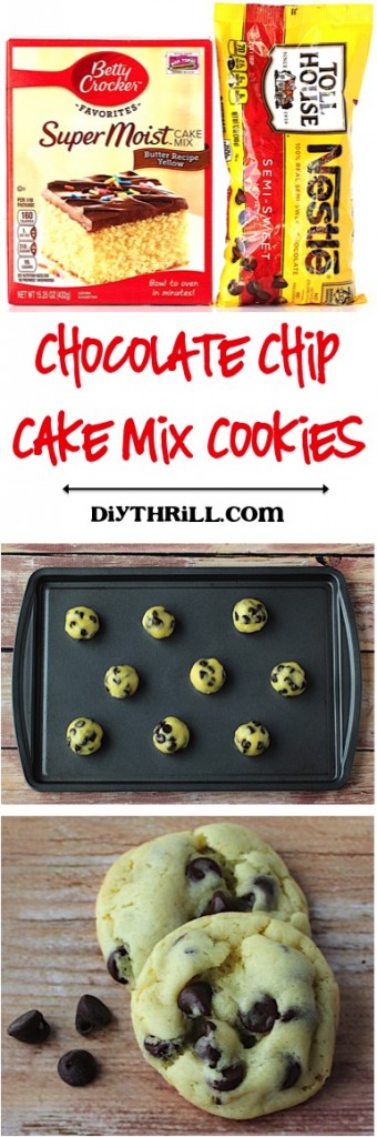 Chocolate Chip Cake Mix Cookie Recipe from DIYThrill.com