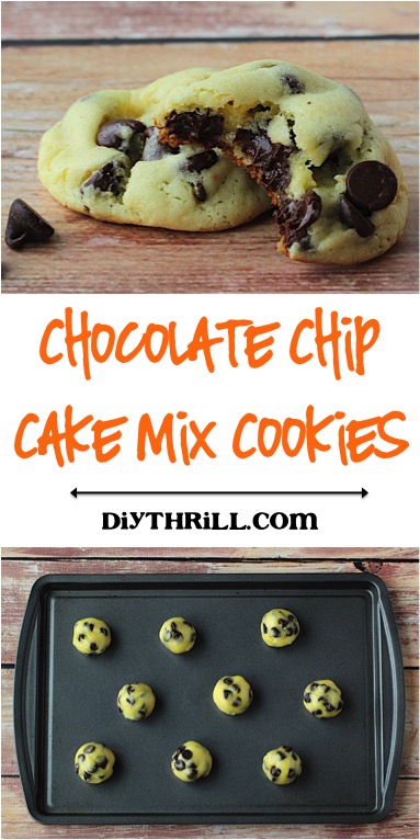 Chocolate Chip Cake Mix Cookies - Recipe at DIYThrill.com