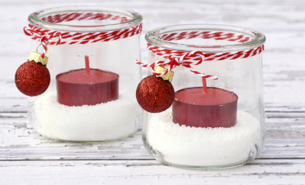 Snowy Mason Jar Candles