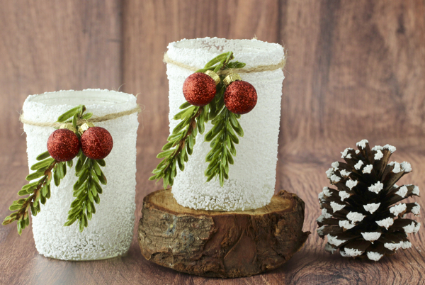 Snowy Mason Jar Candles